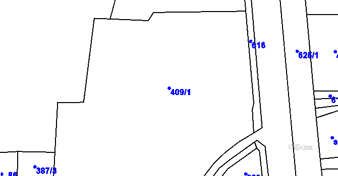 Parcela st. 409/1 v KÚ Rudíkovy, Katastrální mapa