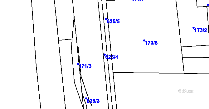 Parcela st. 625/4 v KÚ Rudíkovy, Katastrální mapa