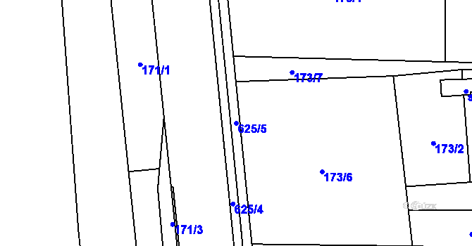 Parcela st. 625/5 v KÚ Rudíkovy, Katastrální mapa
