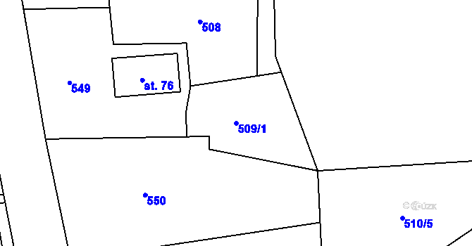 Parcela st. 509/1 v KÚ Rudíkovy, Katastrální mapa