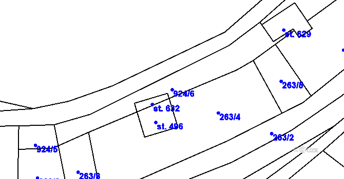 Parcela st. 924/6 v KÚ Třemešná, Katastrální mapa