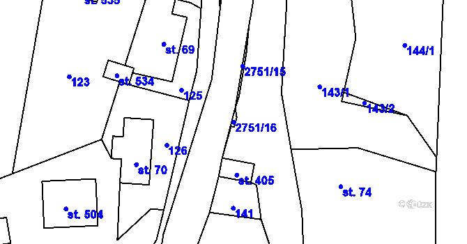 Parcela st. 2751/16 v KÚ Třemešná, Katastrální mapa