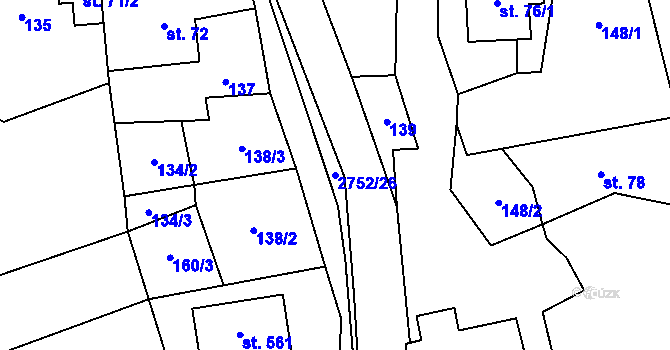 Parcela st. 2752/26 v KÚ Třemešná, Katastrální mapa