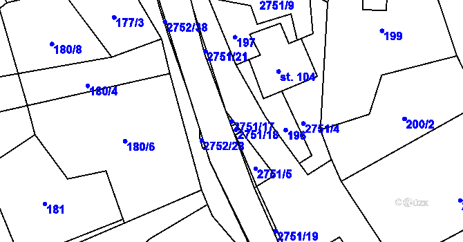 Parcela st. 2751/17 v KÚ Třemešná, Katastrální mapa