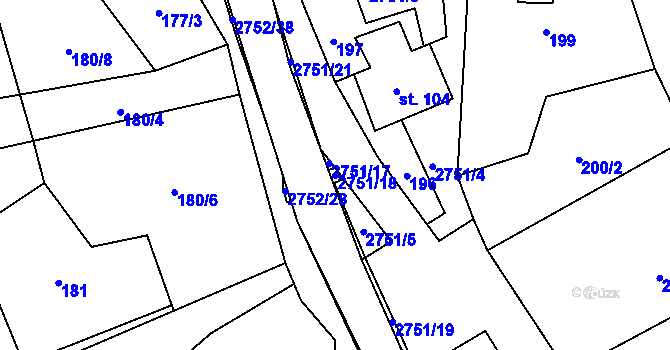 Parcela st. 2751/18 v KÚ Třemešná, Katastrální mapa