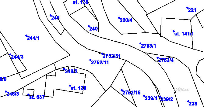 Parcela st. 2752/31 v KÚ Třemešná, Katastrální mapa