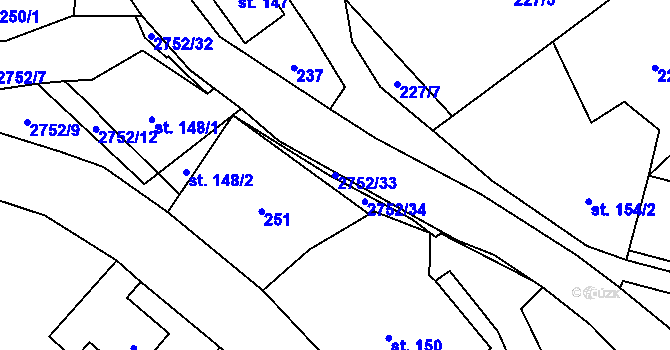 Parcela st. 2752/33 v KÚ Třemešná, Katastrální mapa