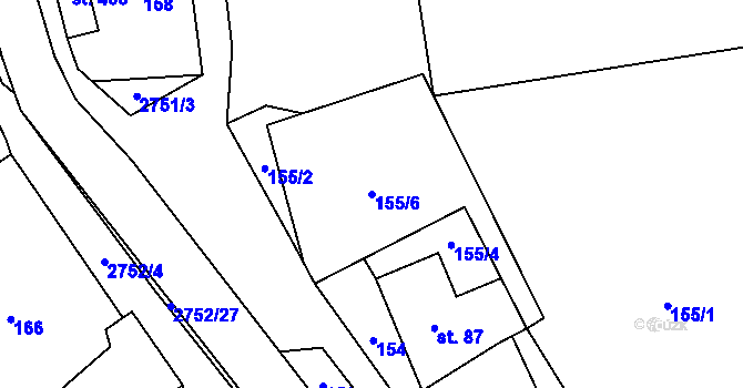 Parcela st. 155/6 v KÚ Třemešná, Katastrální mapa