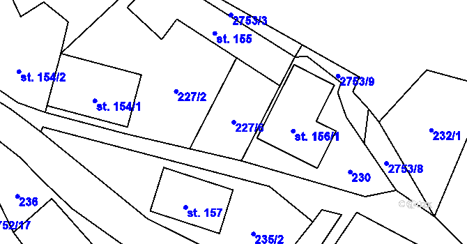 Parcela st. 227/6 v KÚ Třemešná, Katastrální mapa