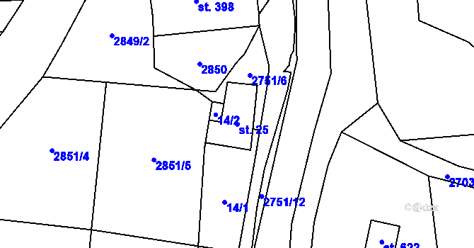 Parcela st. 25 v KÚ Třemešná, Katastrální mapa