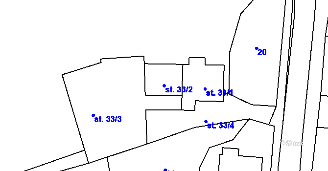 Parcela st. 33/2 v KÚ Třemešná, Katastrální mapa