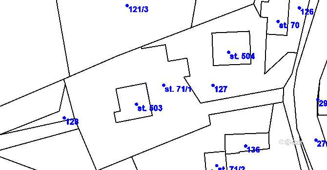 Parcela st. 71/1 v KÚ Třemešná, Katastrální mapa