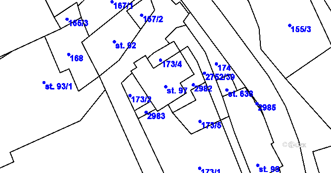Parcela st. 97 v KÚ Třemešná, Katastrální mapa