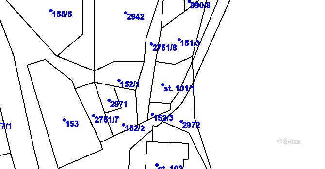 Parcela st. 101/1 v KÚ Třemešná, Katastrální mapa