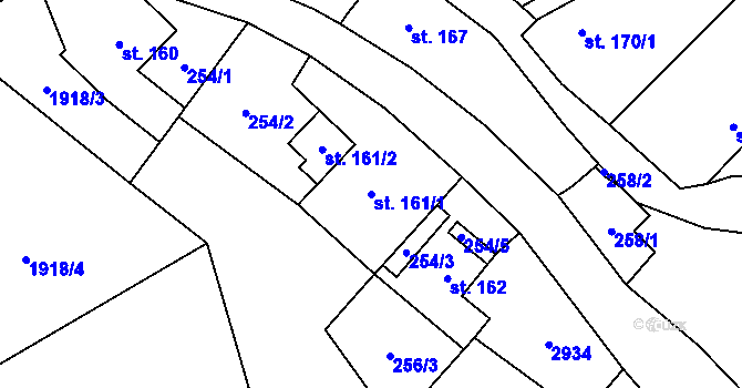 Parcela st. 161/1 v KÚ Třemešná, Katastrální mapa