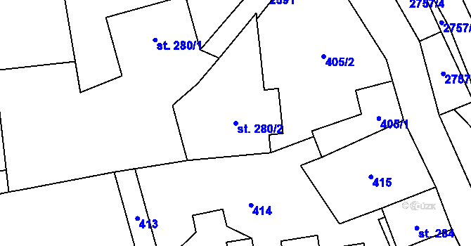 Parcela st. 280/2 v KÚ Třemešná, Katastrální mapa