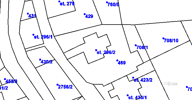 Parcela st. 296/2 v KÚ Třemešná, Katastrální mapa