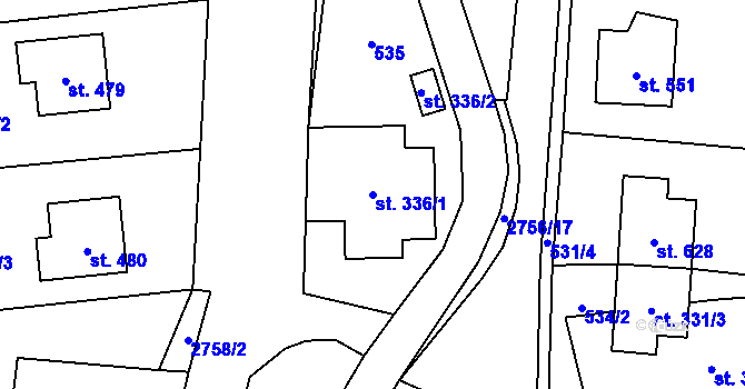 Parcela st. 336/1 v KÚ Třemešná, Katastrální mapa