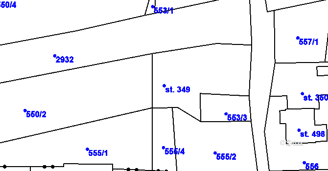 Parcela st. 349 v KÚ Třemešná, Katastrální mapa