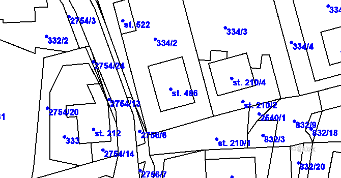 Parcela st. 486 v KÚ Třemešná, Katastrální mapa