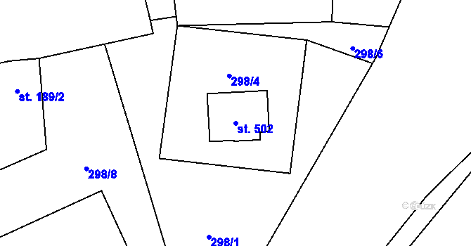 Parcela st. 502 v KÚ Třemešná, Katastrální mapa