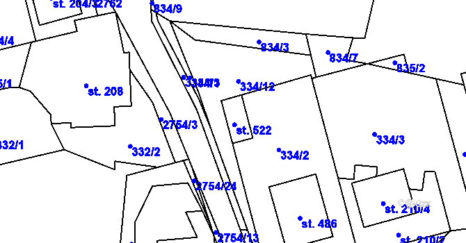 Parcela st. 522 v KÚ Třemešná, Katastrální mapa