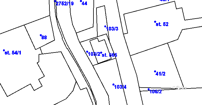 Parcela st. 565 v KÚ Třemešná, Katastrální mapa