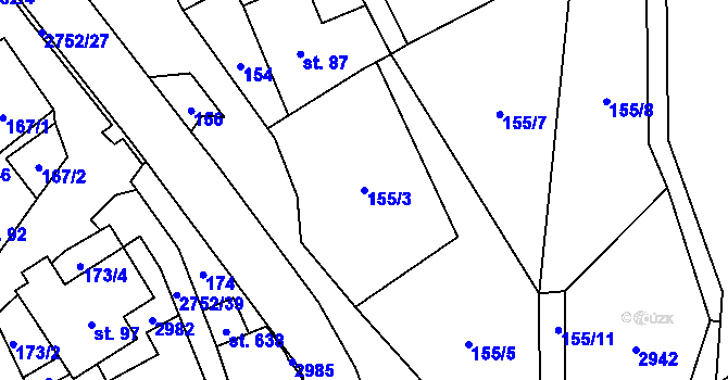 Parcela st. 155/3 v KÚ Třemešná, Katastrální mapa