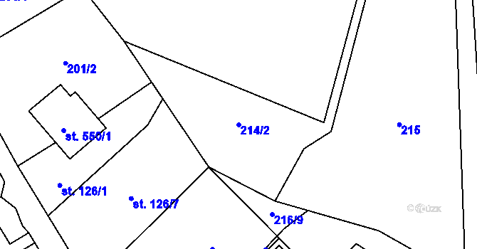 Parcela st. 214/2 v KÚ Třemešná, Katastrální mapa