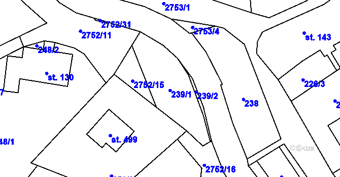 Parcela st. 239 v KÚ Třemešná, Katastrální mapa