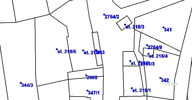 Parcela st. 343 v KÚ Třemešná, Katastrální mapa