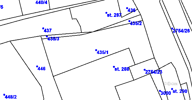 Parcela st. 435/1 v KÚ Třemešná, Katastrální mapa