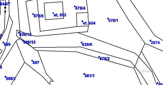 Parcela st. 639/9 v KÚ Třemešná, Katastrální mapa