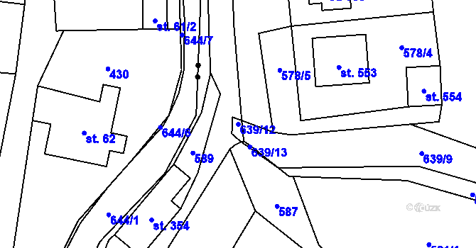 Parcela st. 639/12 v KÚ Třemešná, Katastrální mapa