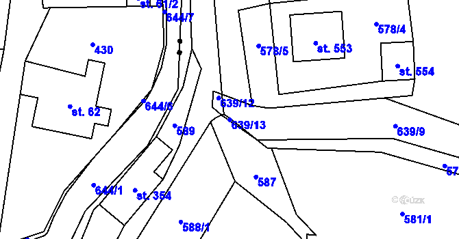 Parcela st. 639/13 v KÚ Třemešná, Katastrální mapa