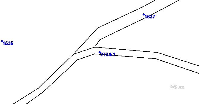 Parcela st. 2734/1 v KÚ Třemešná, Katastrální mapa