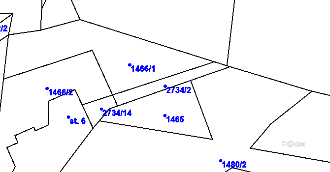 Parcela st. 2734/2 v KÚ Třemešná, Katastrální mapa