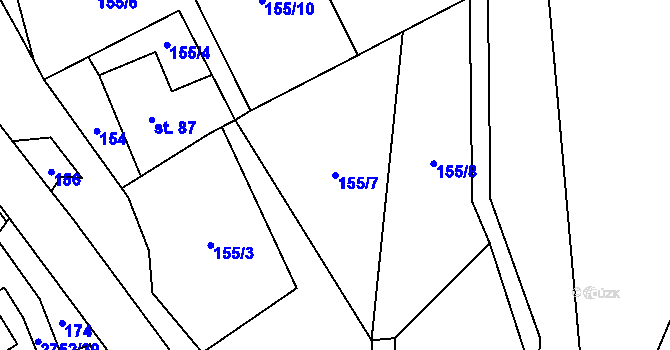 Parcela st. 155/7 v KÚ Třemešná, Katastrální mapa