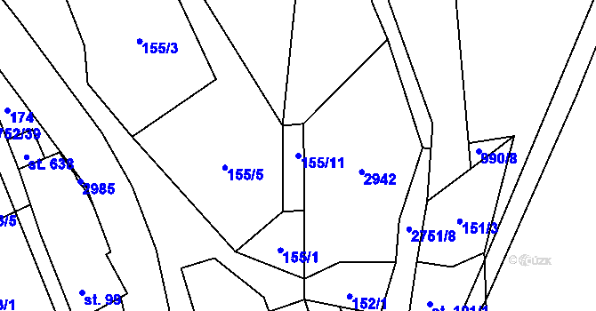 Parcela st. 155/11 v KÚ Třemešná, Katastrální mapa