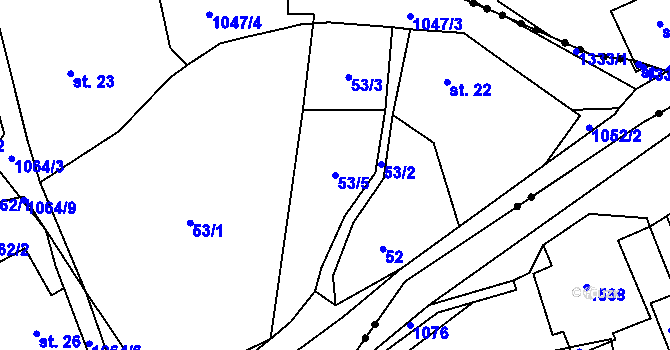 Parcela st. 53/5 v KÚ Bezděkov u Třemešného, Katastrální mapa
