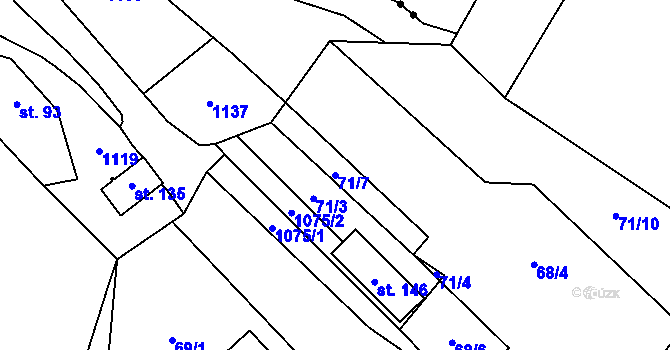 Parcela st. 71/7 v KÚ Bezděkov u Třemešného, Katastrální mapa