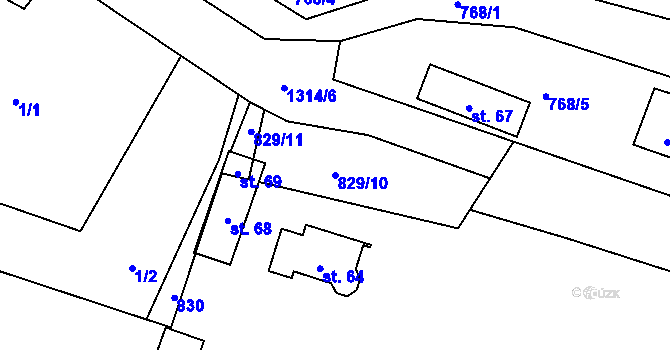 Parcela st. 829/10 v KÚ Dubec, Katastrální mapa