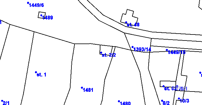 Parcela st. 2/2 v KÚ Pavlíkov u Třemešného, Katastrální mapa