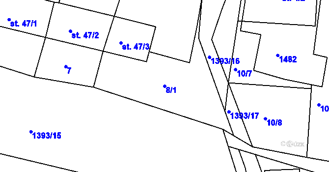 Parcela st. 8/1 v KÚ Pavlíkov u Třemešného, Katastrální mapa