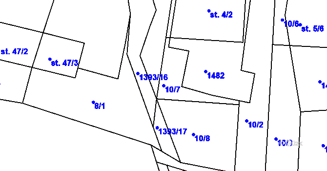 Parcela st. 10/7 v KÚ Pavlíkov u Třemešného, Katastrální mapa