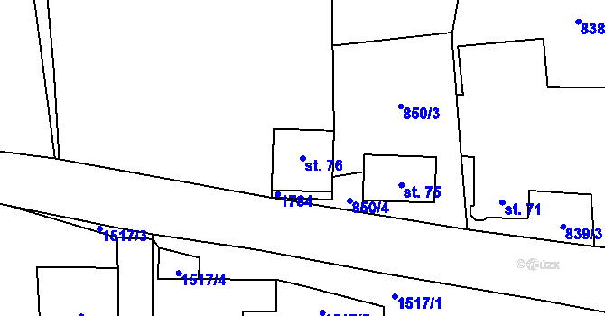 Parcela st. 76 v KÚ Třemešné, Katastrální mapa
