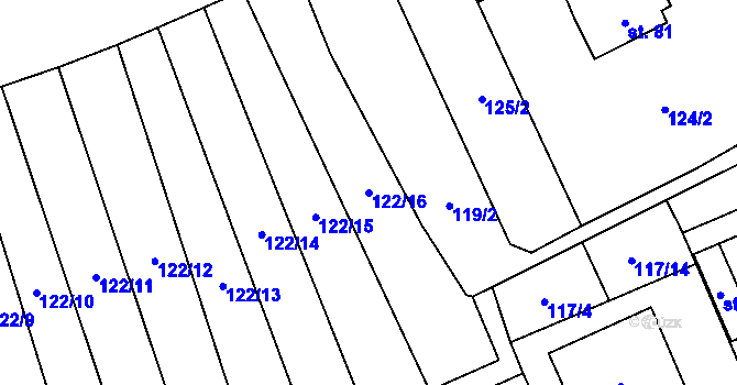 Parcela st. 122/16 v KÚ Třemešné, Katastrální mapa