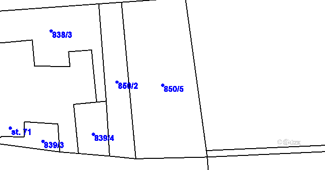 Parcela st. 850/5 v KÚ Třemešné, Katastrální mapa
