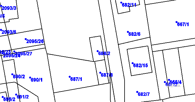 Parcela st. 688/2 v KÚ Třemošná, Katastrální mapa
