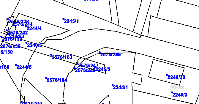 Parcela st. 2576/245 v KÚ Třemošná, Katastrální mapa